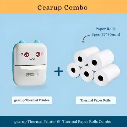 Gearup Thermal Printer & Thermal Paper Rolls Combo
